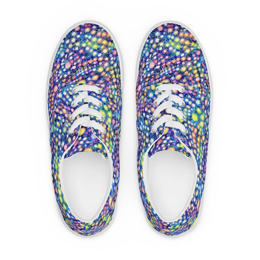 Neon Pebble Garden on Men's Lace-Up Canvas Shoes — Front