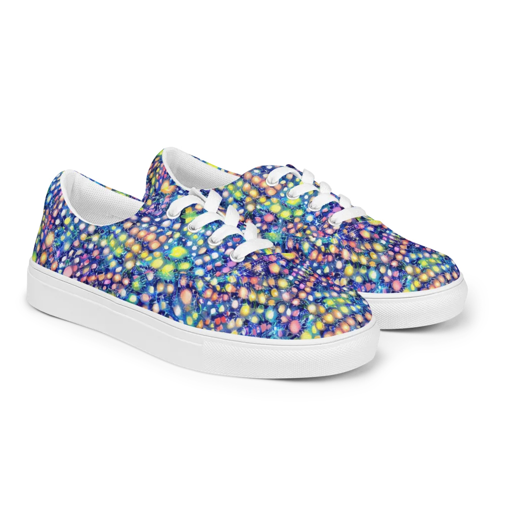 Neon Pebble Garden on Men's Lace-Up Canvas Shoes — Right Front