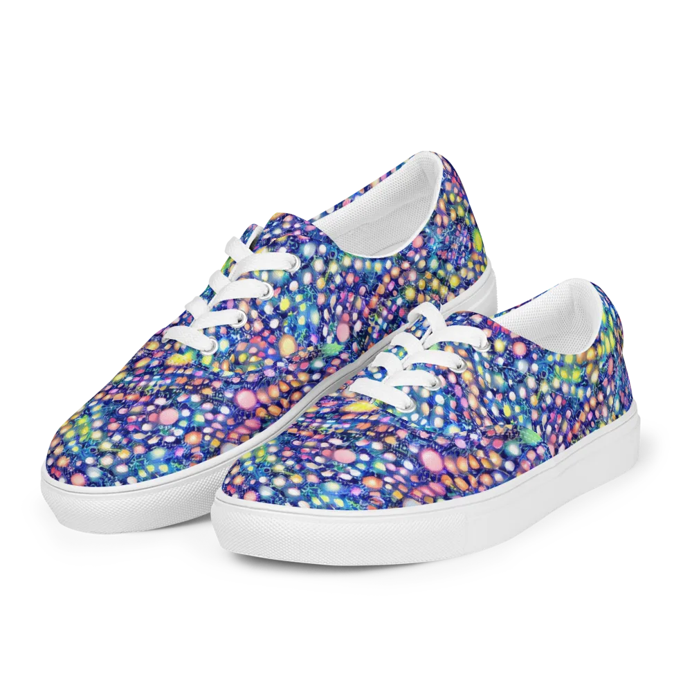 Neon Pebble Garden on Men's Lace-Up Canvas Shoes — Left Front
