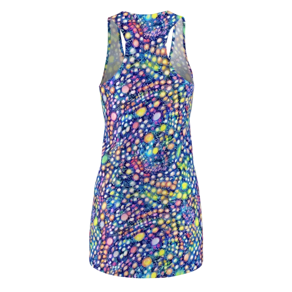 Neon Pebble Garden on Racerback Dress — Back