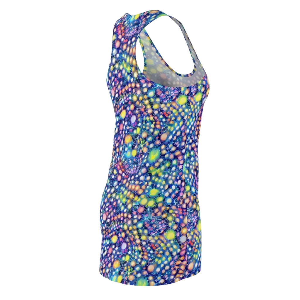 Neon Pebble Garden on Racerback Dress — Back Side