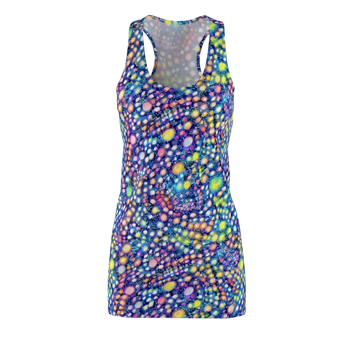 Neon Pebble Garden on Racerback Dress — Front