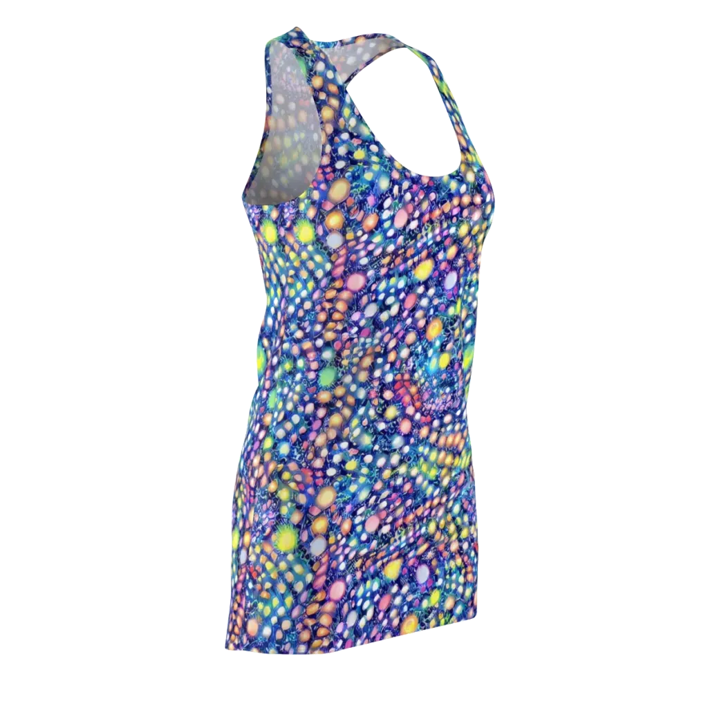 Neon Pebble Garden on Racerback Dress — Front Side