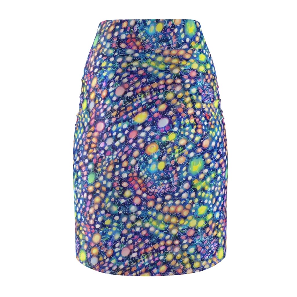 Neon Pebble Garden on Pencil Skirt — Back