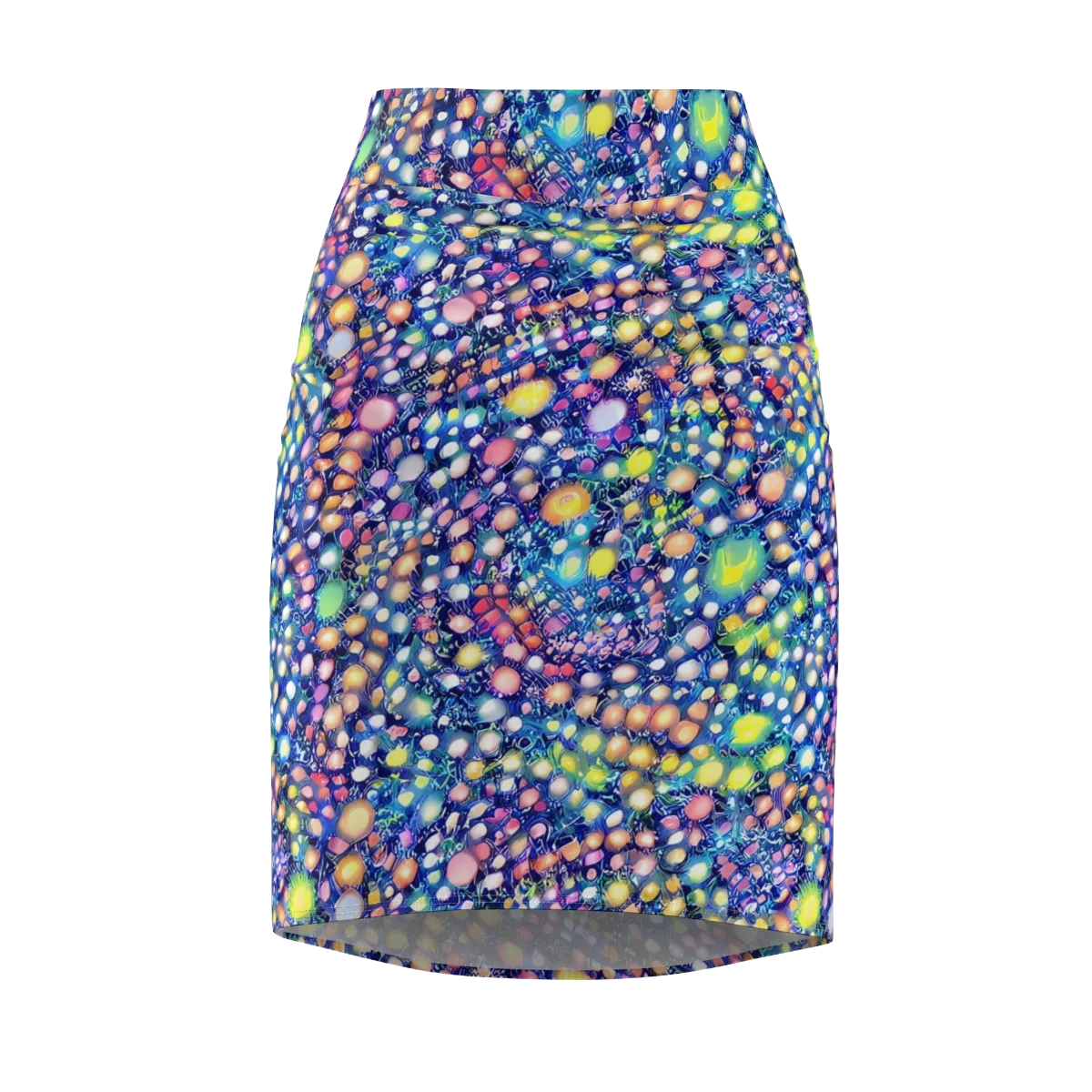 Neon Pebble Garden on Pencil Skirt — Front