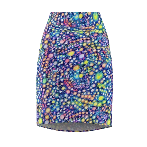 Neon Pebble Garden on a Pencil Skirt