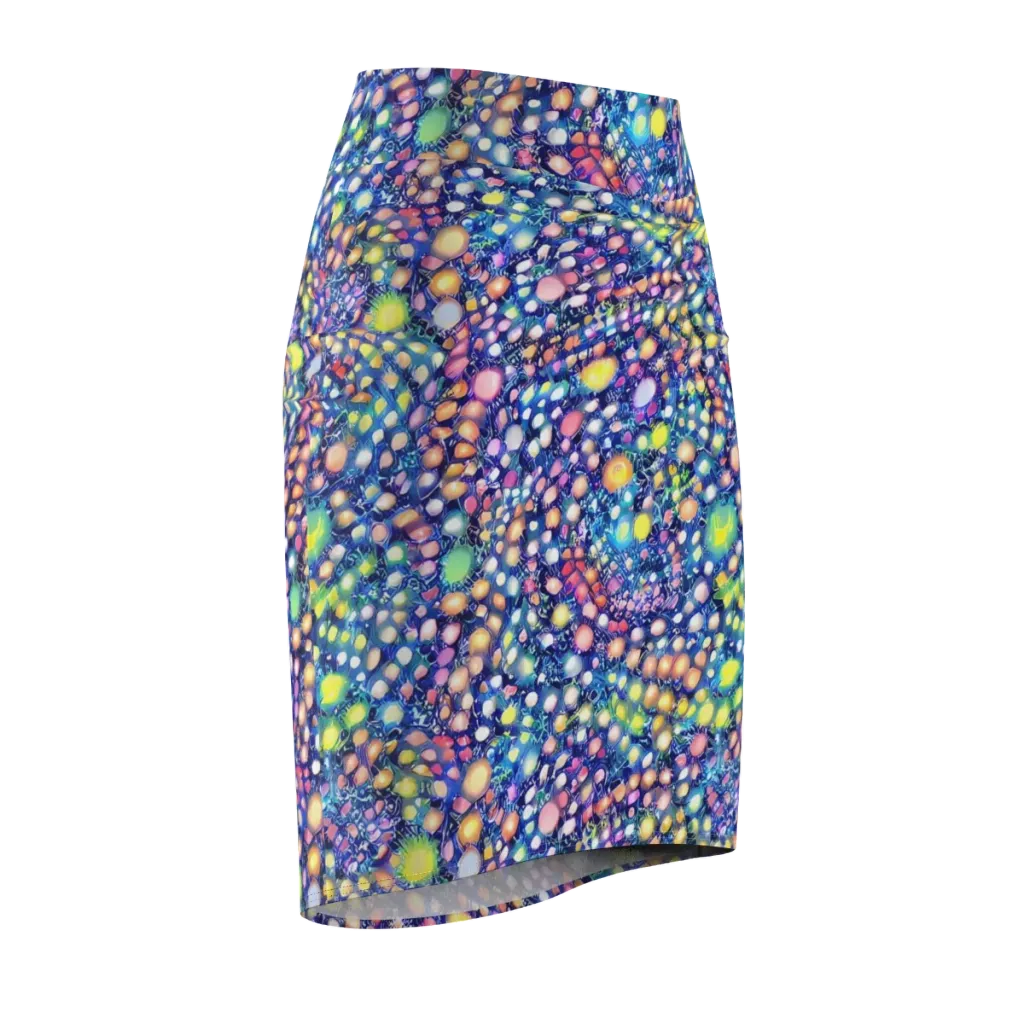 Neon Pebble Garden on Pencil Skirt — Front Side