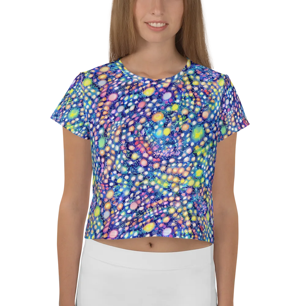 Neon Pebble Garden on Crop Tee — Front