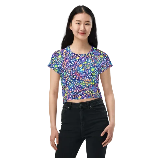 Neon Pebble Garden on a Crop Tee