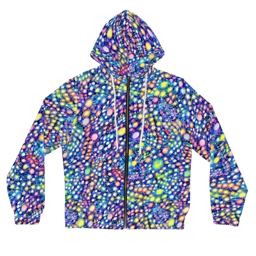 Neon Pebble Garden on a Women's Full-Zip Hoodie
