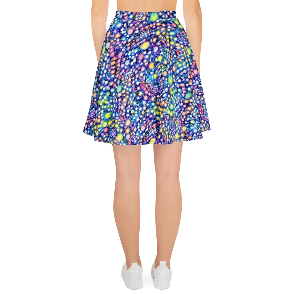 Neon Pebble Garden on Skater Skirt — Back
