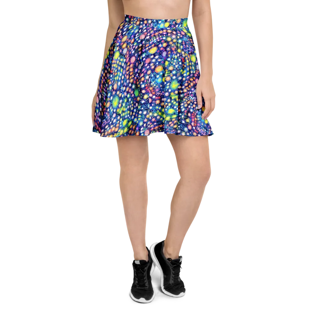 Neon Pebble Garden on Skater Skirt — Front