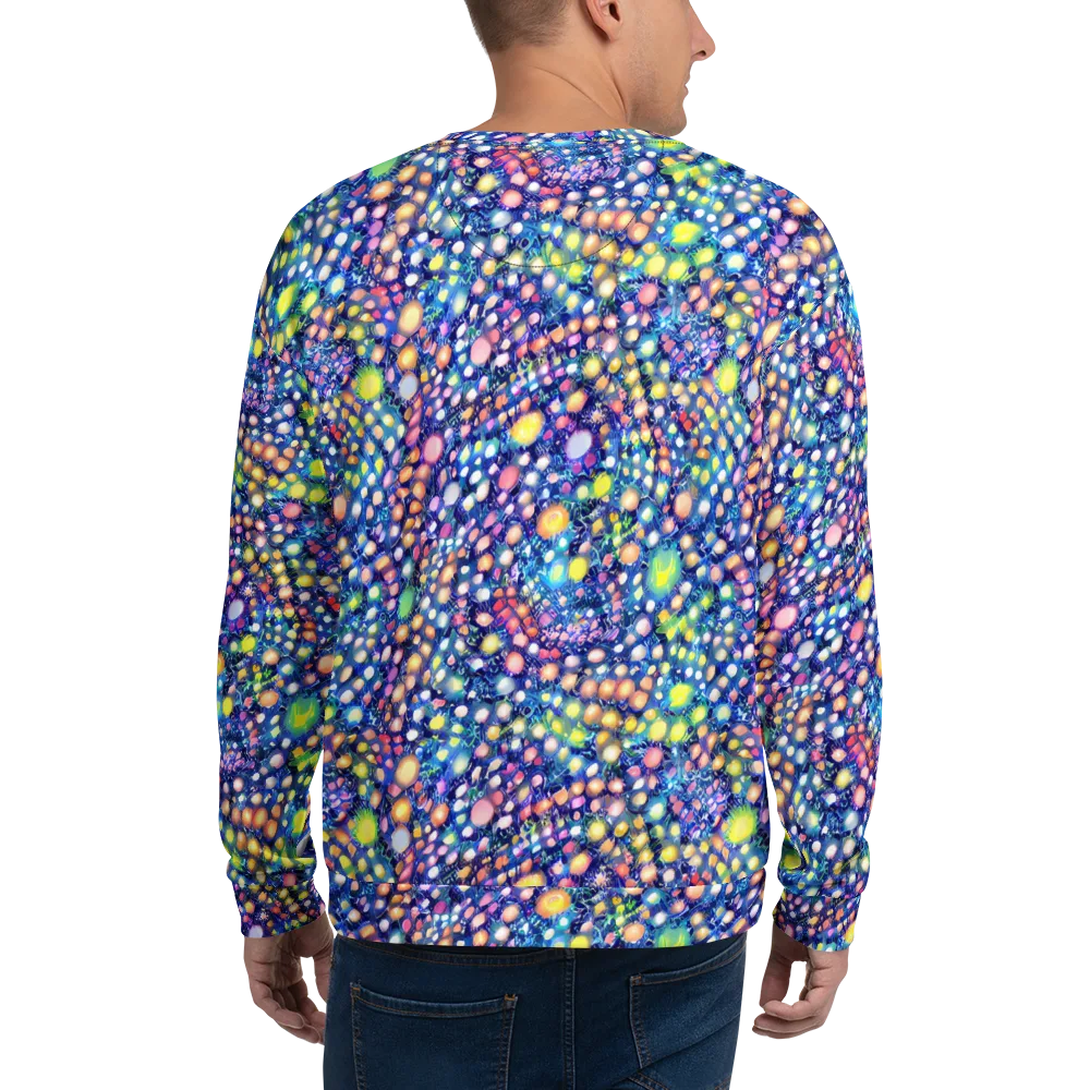 Neon Pebble Garden on Sweatshirt — Back