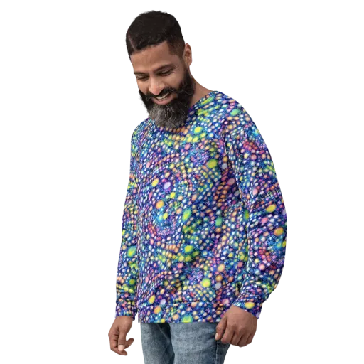 Neon Pebble Garden on a Sweatshirt