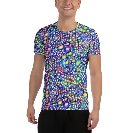 Neon Pebble Garden on a Men's Athletic T-Shirt