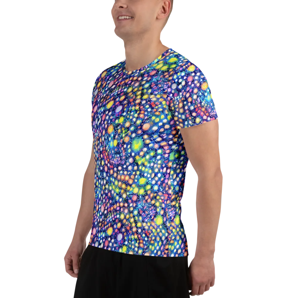 Neon Pebble Garden on Men's Athletic T-Shirt — Left