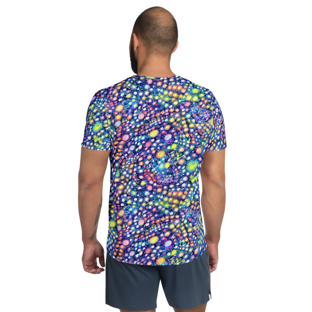 Neon Pebble Garden on Men's Athletic T-Shirt — Back