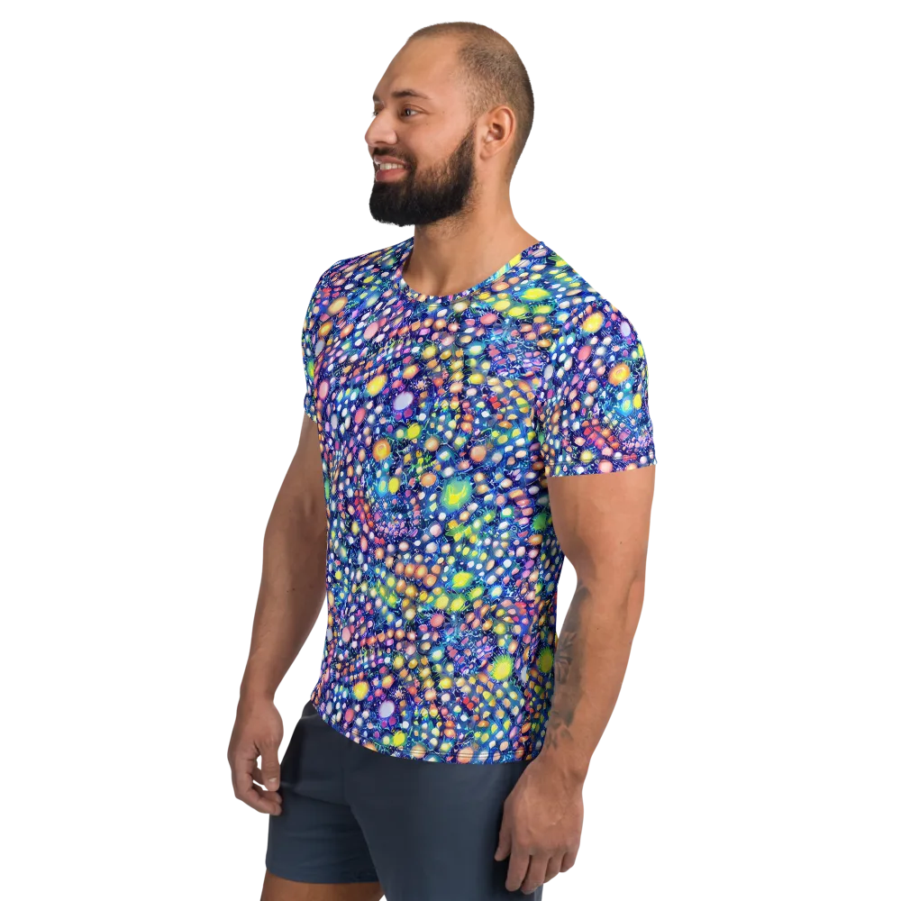 Neon Pebble Garden on Men's Athletic T-Shirt — Left