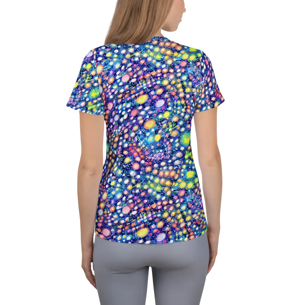 Neon Pebble Garden on Women's Athletic T-Shirt — Back