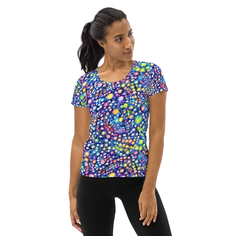 Neon Pebble Garden on Women's Athletic T-Shirt — Front