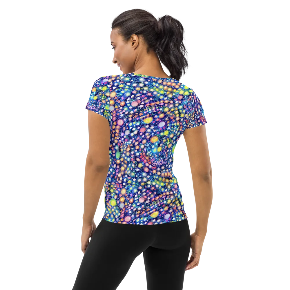 Neon Pebble Garden on Women's Athletic T-Shirt — Back
