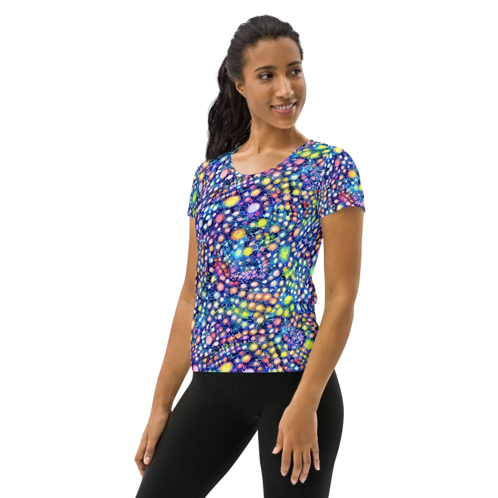Neon Pebble Garden on Women's Athletic T-Shirt — Left