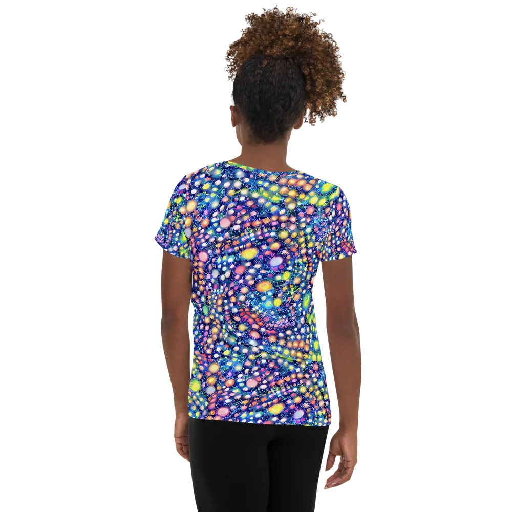 Neon Pebble Garden on Women's Athletic T-Shirt — Back