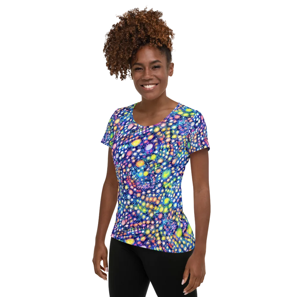 Neon Pebble Garden on Women's Athletic T-Shirt — Left