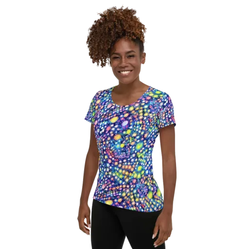 Neon Pebble Garden on a Women's Athletic T-Shirt