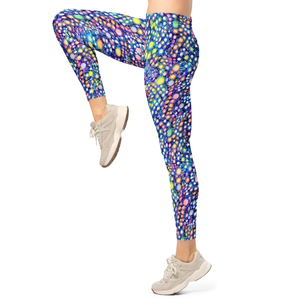 Neon Pebble Garden on Leggings — Left