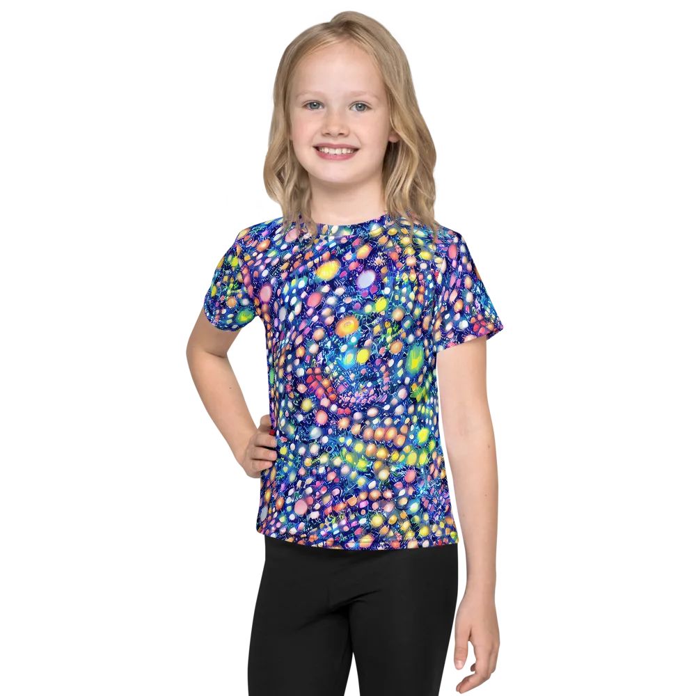 Neon Pebble Garden on Kids Crew Neck T-Shirt — Front