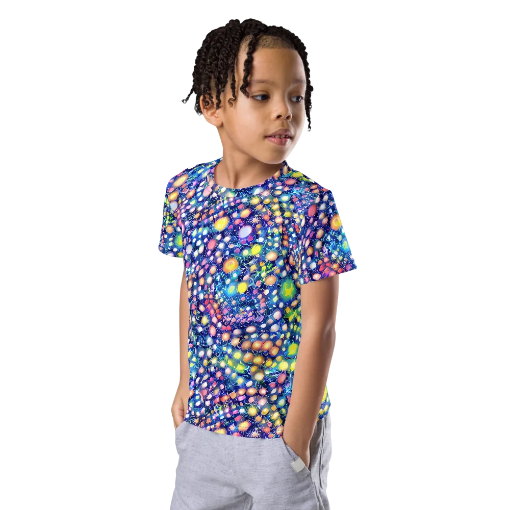 Neon Pebble Garden on Kids Crew Neck T-Shirt — Left Front