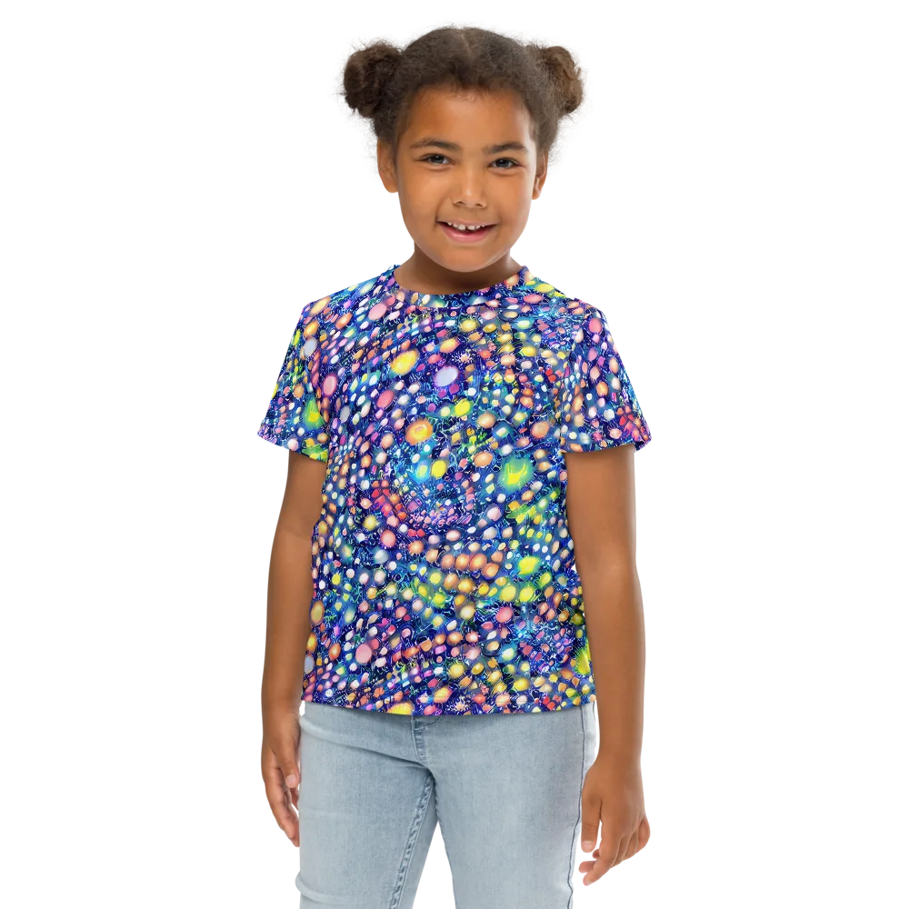 Neon Pebble Garden on Kids Crew Neck T-Shirt — Front