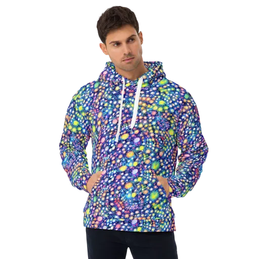 Neon Pebble Garden on a Hoodie