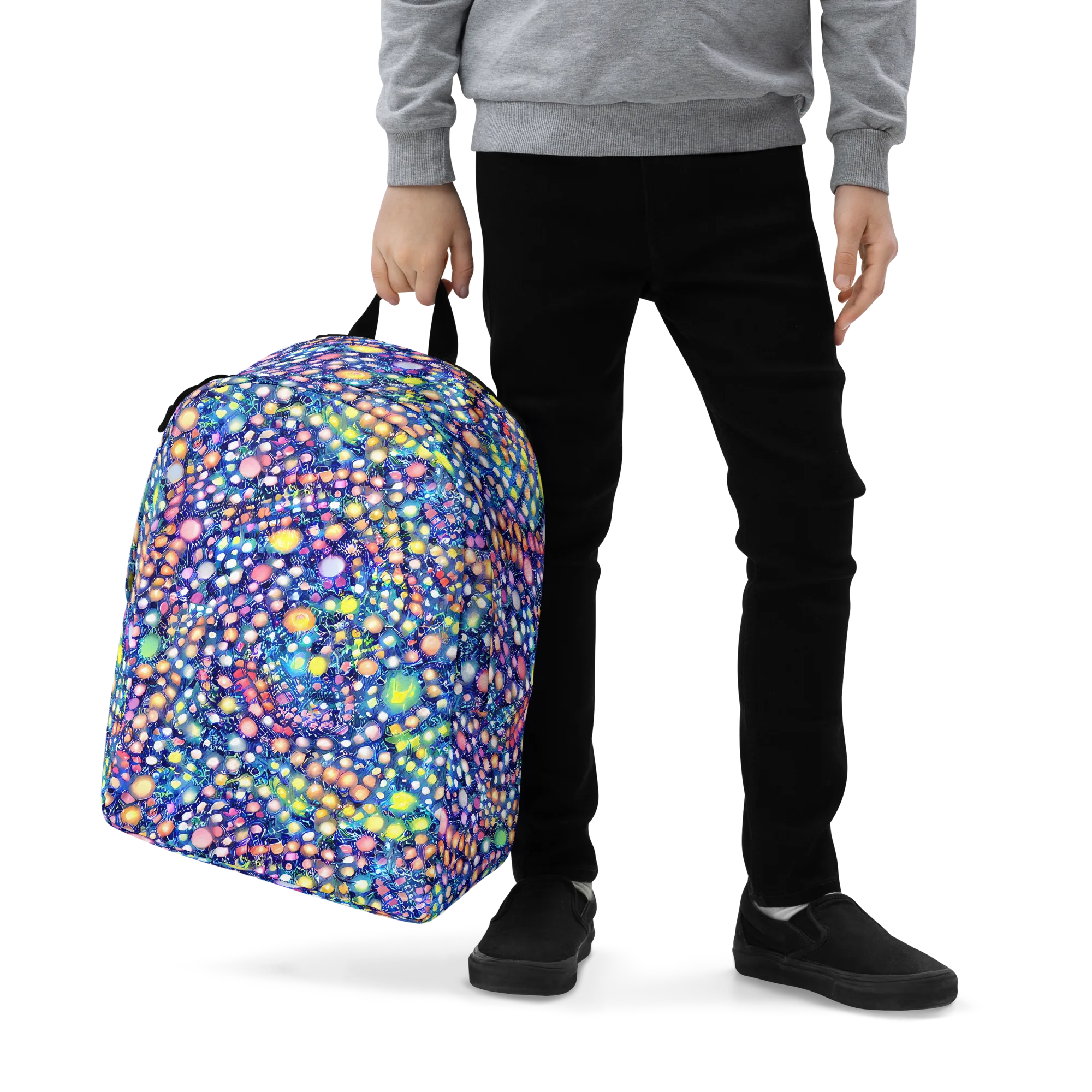 Neon Pebble Garden on Minimalist Backpack — Zoomed-in