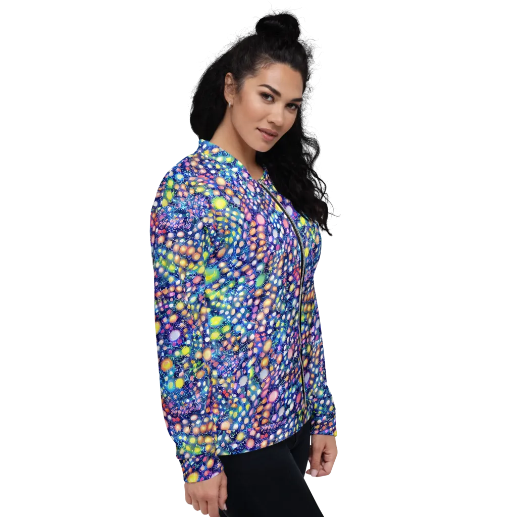 Neon Pebble Garden on Bomber Jacket — Right