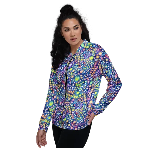 Neon Pebble Garden on a Bomber Jacket