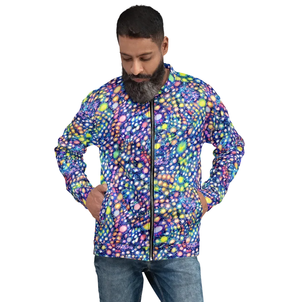 Neon Pebble Garden on Bomber Jacket — Front