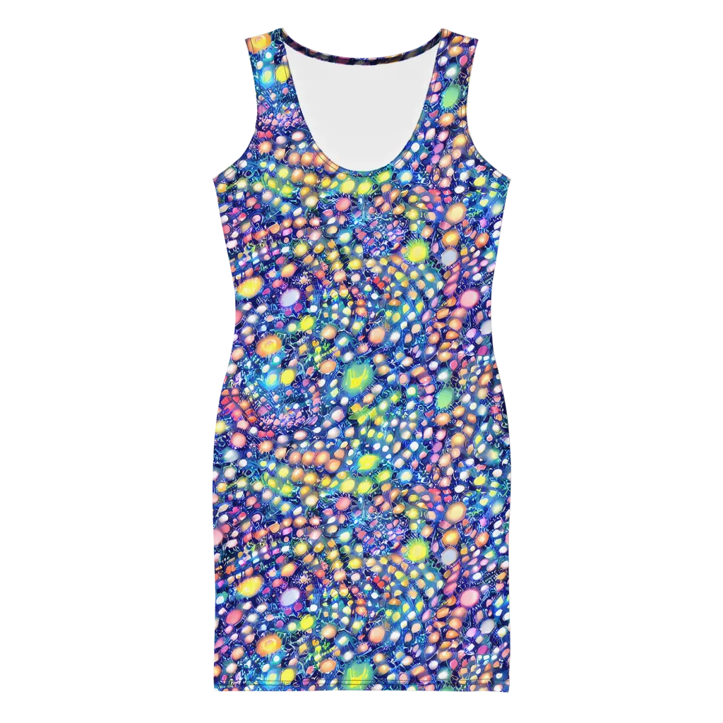 Neon Pebble Garden on Bodycon Dress — Front