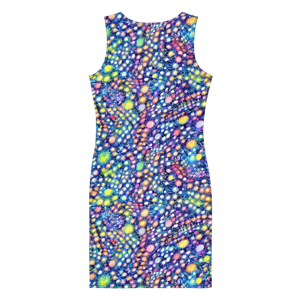 Neon Pebble Garden on Bodycon Dress — Back