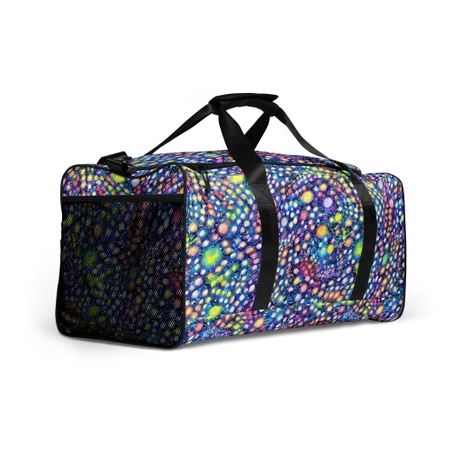 Neon Pebble Garden on a Duffle Bag