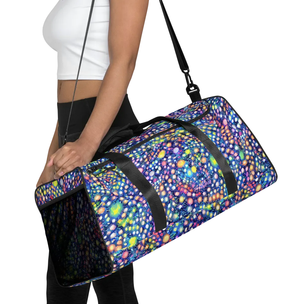 Neon Pebble Garden on Duffle Bag — Front