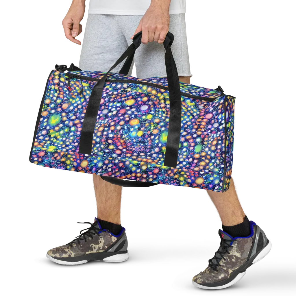 Neon Pebble Garden on Duffle Bag — Front