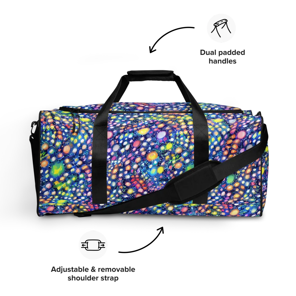 Neon Pebble Garden on Duffle Bag — Front