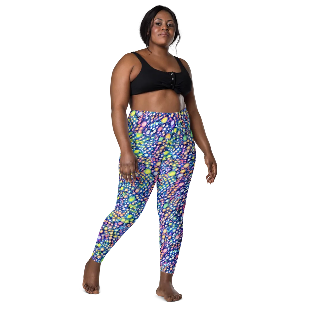 Neon Pebble Garden on Leggings with Pockets — Front