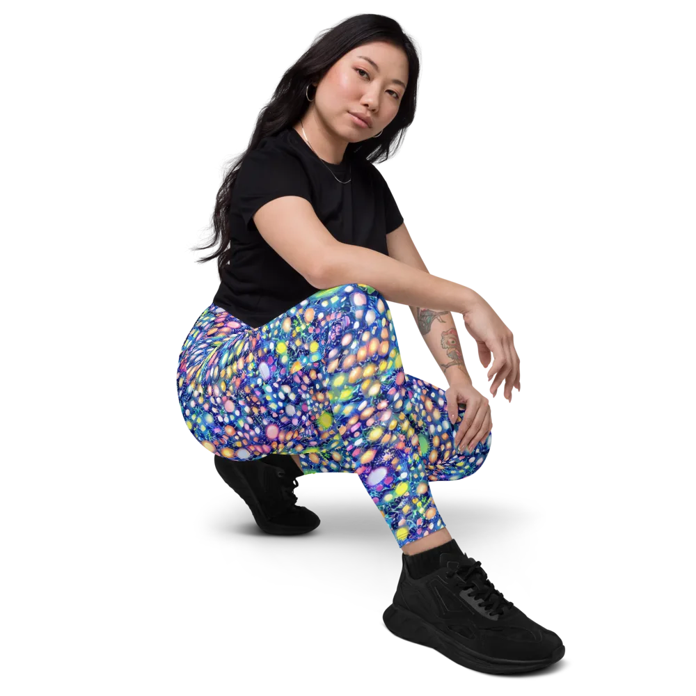 Neon Pebble Garden on Leggings with Pockets — Right Front