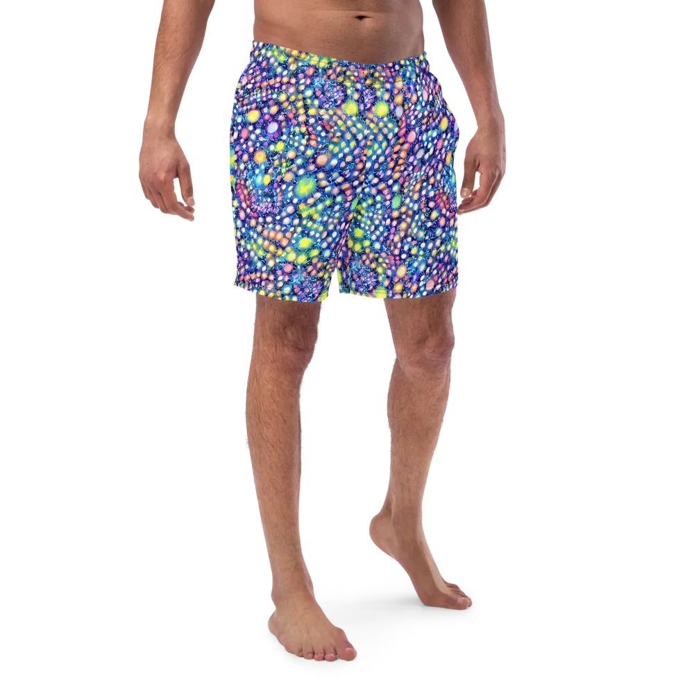 Neon Pebble Garden on Swim Trunks — Front