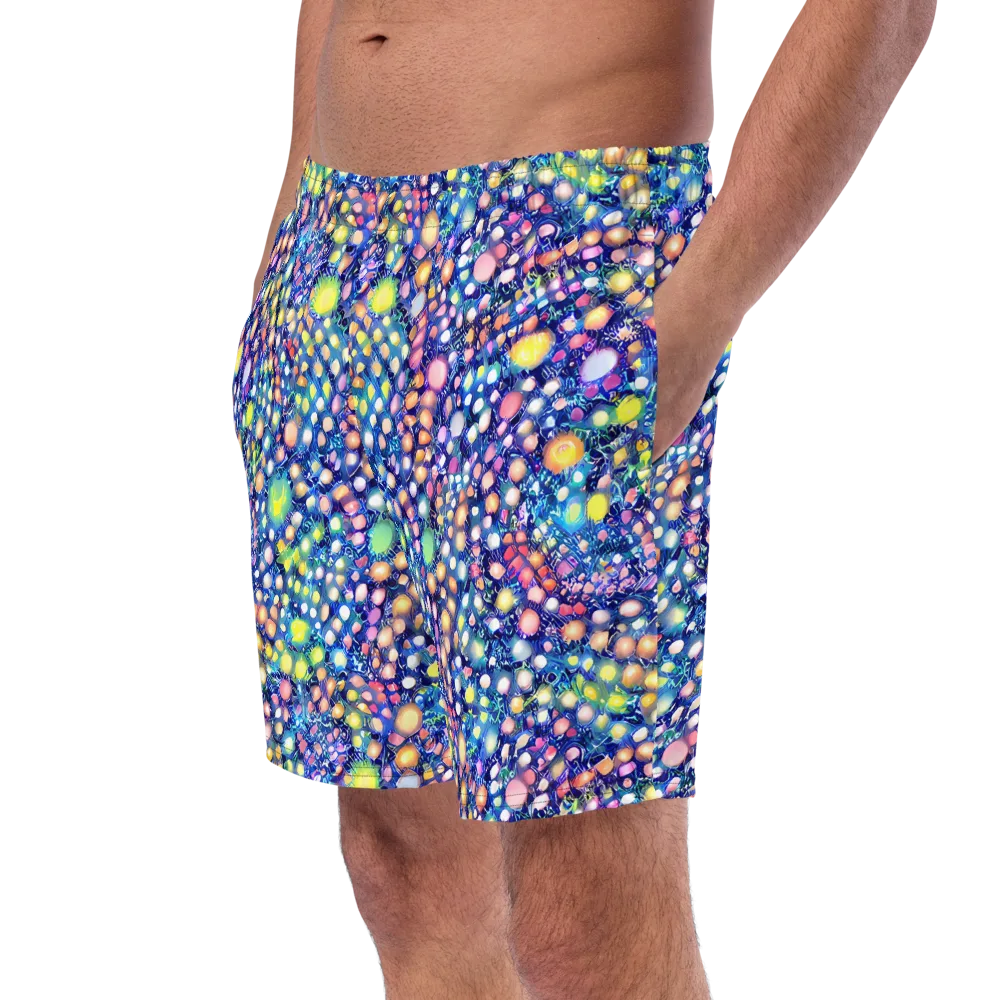 Neon Pebble Garden on Swim Trunks — Left Front