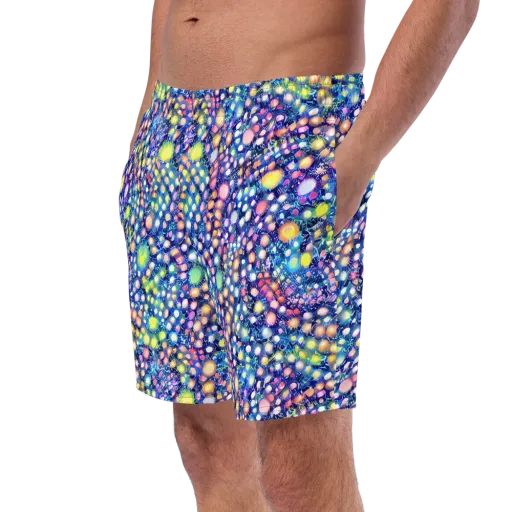 Neon Pebble Garden on a Swim Trunks