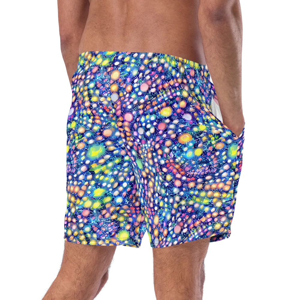 Neon Pebble Garden on Swim Trunks — Right Back